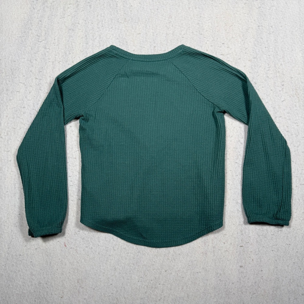 Cat & Jack Kids Green Waffle Knit Long Sleeve Thermal Top Size M 7/8